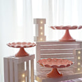 Miniatyrbillede 3 af 4: Romantisk Pink Kagebakke Bryllupsrekvisitter Jern Kage Stativ Snack Bakke B