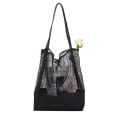 Miniatyrbilde 1 av 3: Mesh Handlepose for Handlepose, Gjenbrukbar Vaskbar Mesh Handlepose for Handlepose, Grønnsaker, Frukt, Handlepose, Strandpose, Lang Håndtak Net Tote (svart)Svart Black
