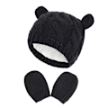 Miniatyrbild 1 av 5: Babyhatt och Vantar, Baby Flicka Pojke Hatt Vantar Set Vinter Stickade Hattar Baby Nyfödda Hattar för Baby 0-2 Månader (L; Svart)
