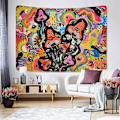 Miniatyrbilde 4 av 5: Soppveggteppe Psykedelisk Blomsterveggteppe Passer Rom (130 X 150 cm)