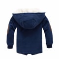 Miniatyrbilde 2 av 4: Barn Bomulls-polstret Skrå Glidelås Tykk Fleece Hettematte Bomulls-polstret Jakke 120cmnavy navy 120cm