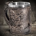 Miniatyrbillede 3 af 5: Rustfrit Stål Middelalderlig Nordisk Vikingsskib Øl Kaffe Krus Bronze Farve Vikingkriger Drikkekrus til Kollektiv Gave
