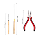 Miniatyrbild 5 av 5: 4-i-1-set 500 st Micro Ring-set Micro Ring-slinga Nål Micro Ring-tång Verktygssats för Hårförlängningar Tillbehör Svart Black