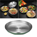 Miniatyrbilde 2 av 2: 1 stk Rund Matplate i Rustfritt Stål, Tykk, Varmebestandig, Husholdningsmatserveringsplate (Grønn + Sølv, Middels Størrelse) Grønn 22*22CM Green 22*22CM