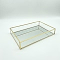 Miniatyrbild 2 av 4: Nordisk Retro Förvaringslåda Guld Rektangulär Glas Makeup Organizerbricka