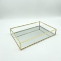 Miniatyrbillede 2 af 4: Nordisk Retro Opbevaringsboks Guld Rektangulær Glas Makeup Organizer Bakke