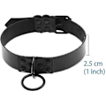 Miniatyrbild 3 av 5: Halsband i läder med cirkel för kvinnor, läderchoker med metallring