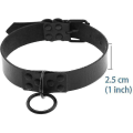 Miniatyrbillede 3 af 5: Læder Halskæde Cirkel Kvinder Læder Choker Metal Ring Choker
