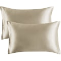 Pikkukuva 1 / 5: Satiini Tyynyliina Hiuksille Ja Iholle, 2-pakkauksessa - Standardin Kokoinen Tynynliina - Satiini Tyynynpäällinen Kirjekuoren Sulkemisella Taupe 20 x 26 Taupe 20  x 26