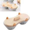 Miniatyrbillede 3 af 5: Mikrobølgeovn Æggepocherer, Sikker Dobbelt Kop Æggeskål, Drænende Æggekoger (1 stk, Nordisk Orange)