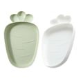 Miniatyrbild 1 av 4: 2 st Morotsformade Snacksfat Godis Fruktfat Torrföde Fat Skål Plast Serveringsfat För Hemmet (Grön Vit) 28X17CM 28X17CM