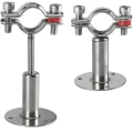 Miniatyrbilde 1 av 4: 2 sett Skrue 32 Rustfritt Stål Justerbar Rørholder Med Skruer Rørbraketter Takmontering Rørklemmer For Rør Stenger Diameter 32-34mm