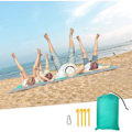 Miniatyrbilde 4 av 5: Strandteppe Ingen Sand 210 x 200 cm, Piknikteppe Vanntett Strandhåndkle Strandteppe Stort med 4 Fester - Sandrensende Strandteppe for