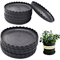 Miniatyrbilde 1 av 5: Plantepot-underlag, Dbaily 12 stk 13,5 cm runde underlag + 12 stk 18,5 cm plastblomsterpotte-underlag Blomsterpottebrett for innendørs og utendørs (svart)
