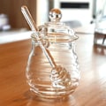 Miniatyrbillede 4 af 5: 250 ml honningkrukke og sæt med glasdipper mini krukker ske_RY
