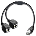 Pikkukuva 1 / 5: RJ45-verkko 1-2 portin Ethernet-sovitinjakaja, RJ45 1 uros - 2 naaras LAN Ethernet-sovitinjakaja Ethernet-liitäntä