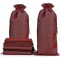 Miniatyrbilde 1 av 5: 12 X Vinposer Røde Jute Poser Flaskeposer Stoffposer Gaveposer For Vinflasker Champagneflasker, 16 X 36 Cm