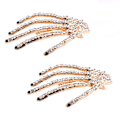 Pikkukuva 1 / 3: 2 kpl Alloy Rhinestone Skeleton Kynnet Hiustenpidike Hiusneula Kynsi Barrette Muodikkaat Hiusten Tarvikkeet Naisille Musta Black