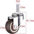 Pikkukuva 2 / 4: 4 kpl M6 x 15 mm huonekalujen pyöriviä pyöriä 32 mm kierteellä TPE-pehmeällä kumilla 32 mm kierteellä