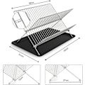 Miniatyrbilde 2 av 5: Foldbar 304 Rustfritt Stål Inox Oppvaskstativ Med Koppbrett Og Dryppbrett For Rask Avrenning