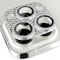Pikkukuva 2 / 5: iPhone 14 Pro Max/14 Pro -kameran linssinsuojus karkaistua lasia metallikehyksellä ja strasseilla Multicolor Silver