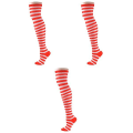 Miniatyrbillede 3 af 3: 3 stk. Røde & Hvide Stribede Strømper Klovn Cirkus Fandango Kostume Cosplay Strømper (rød & hvid) 3 stk 3pcs