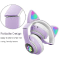 Miniatyrbilde 4 av 5: Brettbare Over-Ear Kattøre Bluetooth Trådløse Hodetelefoner med Mikrofon, Justerbar Stereopurpur