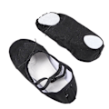 Miniatyrbillede 2 af 2: Sorte Ballerina Sko til Kvinder med Sål i Læder - Canvas Ballerina Sko til Dans - Kattepote Slippers Black