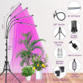 Miniatyrbillede 4 af 5: Plantelampe, Vækstlampe Med Stativ, 80 LED'er Plante Hortikulturel Lampe Blomstring 4 Hoveder Fuld Spektrum Vækstlampe, Med 10 Dæmpbare Niveauer 3 Timer Tilstande