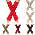 Miniatyrbilde 3 av 4: Kåshe-blandede armuvarmere, vinterfingerløse hansker, strikkede votter, håndleddsvarmere med tommelhull for kvinner Pink One size fits all