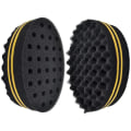 Miniatyrbilde 3 av 5: Hårkrøllesvamp, (2 stk) afro krøllesvamp store huller Barber hårbørste svamp Afro hår svamp for twists og dreads svart Botao