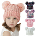 Miniatyrbild 5 av 5: Babyflicka Hatt Stickad Beanie Baby Vinterhatt Söt Baby Pom Pom Beanies Hatt för Flickor Pojkar Tjock Varm Toddler Hatt, 1-5 År Gammal, 1st (Vit)