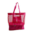 Miniatyrbilde 1 av 2: Bærbar Mesh Strandveske med Dobbeltlags Piknik Kjøleveske Tote Bag (rød)Rød Red