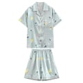 Miniatyrbild 1 av 4: 1 Set Sommarnattlinne Kortärmad Shorts Polyester Pyjamas Enkel Sömnkläder Mode Nattkläder Blue XXL