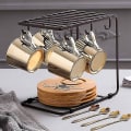Miniatyrbillede 2 af 4: Gylden Spejlrefleksionskop og Træunderkop Kaffekop (leopard)d
