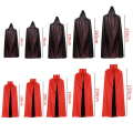 Miniatyrbillede 4 af 5: Halloween Kappe Børn Voksen Makeup Kostume Rekvisitter Rød Og Sort Ansigt Stående Krave Døds Kappe Kappe Pirat Kappe 120CM Red and black hooded