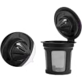Miniatyrbilde 2 av 5: Pod Mesh Kopp Gjenbrukbart Kaffe Enkeltfilter Solo Rustfritt Stål Bakeutstyr Glass Bakeutstyr Sett (2 stk, Svart+lilla)