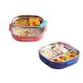 Miniatyrbillede 1 af 5: RYI_Ute Madservice 304 Bærbar Madkasse i Rustfrit Stål til Baby Børn Studerende Udendørs Camping Picnic Madbeholder Bento Box Blå 2 rum