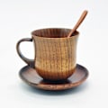 Miniatyrbillede 2 af 4: 6 stk./sæt Trækop Underkop Ske Sæt Kaffe Te Værktøjer Tilbehør