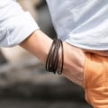 Miniatyrbillede 4 af 5: Læderarmbånd til mænd med spænde - Kvægskind - Flettet læder - Multilag - Armbånd til mænd