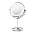 Miniatyrbillede 1 af 4: Belyst makeup spejl med lys og forstørrelsesglas, 1x/10x forstørrelse Dobbeltsidet LED-spejl 360° roterbar rund spejl_ryy
