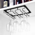Miniatyrbillede 1 af 4: Vinglashylde - Basisskab Stemware Stativ Hængende Vinglas Holder Til Køkken, Bar, Pub, 1 Styk, Sort