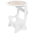 Miniatyrbilde 2 av 3: Hvit Moderne Rund Side Mini Sengeside Te Bord For Stue Eller Soverom Hvit 47x36cm White 47x36cm