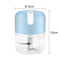 Miniatyrbillede 4 af 4: Elektrisk Mini Hvidløgshakker Lille Trådløs Madprocessor Bærbar Mini Hvidløgshakker Blender Kødhakker Vandafvisende USB Opladning Til Ingefær Løg Blå Blue