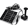 Miniatyrbillede 1 af 4: Solcelled Vandpumpe - Havefontæne, Pool Sprinkler, Damppumpe, Akvarium, Fiskedam Med Separat Solpanel Og 3m Lang Kabel Og 4 Sprinkleradaptere