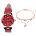 Miniatyrbild 1 av 2: 1 Set Damklocka Armband Set Kvinna Klocka Armband Set Klocka Armband Set Röd 23.5X3.5CM Red 23.5X3.5CM