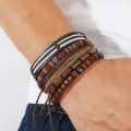 Miniatyrbillede 4 af 5: 5 stk. Mænd Kvinder, Hamp Snore Træperler Etnisk Tribal Armbånd, Læder Håndledsremme-Træperler Etnisk Tribal Snore Armbånd Hamp