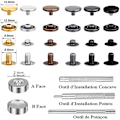 Miniatyrbild 3 av 5: 120-pack Lädertryckknappssats med 6 färger Metalltryckknappar med 4 st Fästverktyg för Kläder, Läder, Jacka, Denimkläder, Väskor, Armband 2 Si