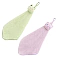Miniatyrbillede 2 af 3: Mikrofiber Håndklæder Tørre Håndklæde Køkken Opvaskeklud Hængende Håndklæde Badeværelse Sugende Håndklæde Grøn 30x30x0.2cm Green 30x30x0.2cm