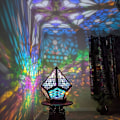 Pikkukuva 3 / 5: Suuri Polaris-lattiavalaisin, boheemi koristeellinen lattiavalaisin, LED-värinen 3D-projektio ontto lamppu, timantti retrolamppu, sopii kotiin, juhliin, jouluun
